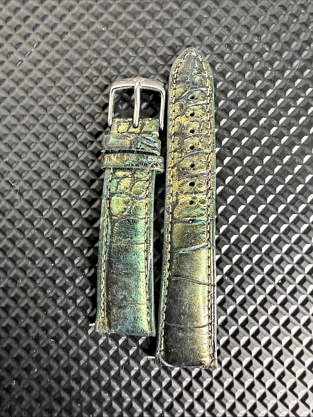 Michele Genuine Alligator Leather Watch Band Green Metallic 20mm